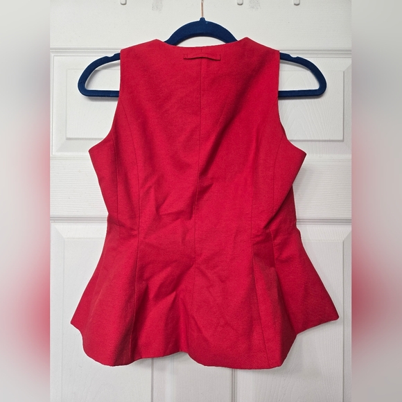 NWOT WHBM Red V-Neck Buttoned Peplum Vest - Picture 3 of 3